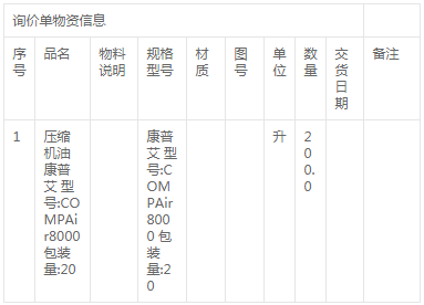 江西分宜發(fā)電廠壓縮機油（三次）采購詢價詢價公告