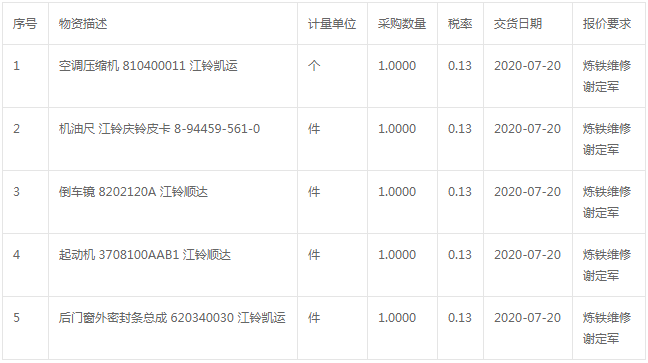 江鈴系列壓縮機招標公告